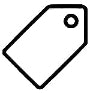Black outline of a price tag on a transparent background