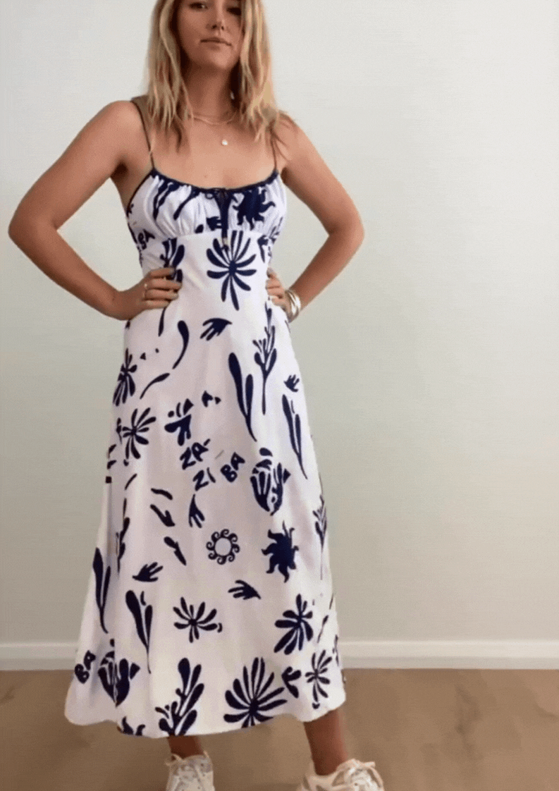 LA SPLASH BLUE PRINT MIDI DRESS