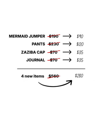 Price comparison chart showing reduced prices for various items on a white background