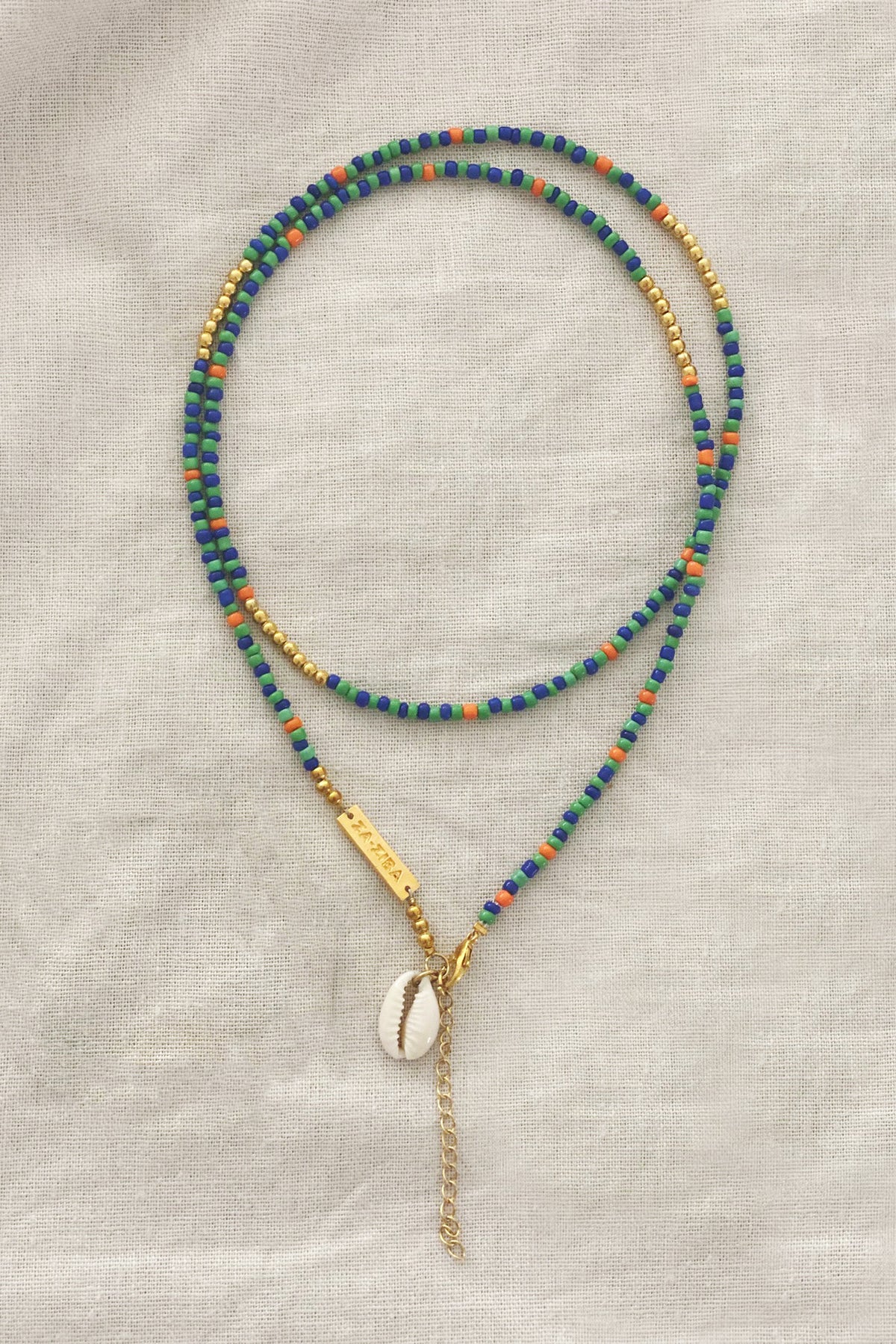 ZA-ZIBA MER NECKLACE MIXED BEADS WITH COWRIE SHELL
