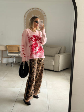 Jaya Linen Pant - Vogue Animal Print