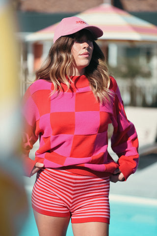 Pink and red stripe shorts