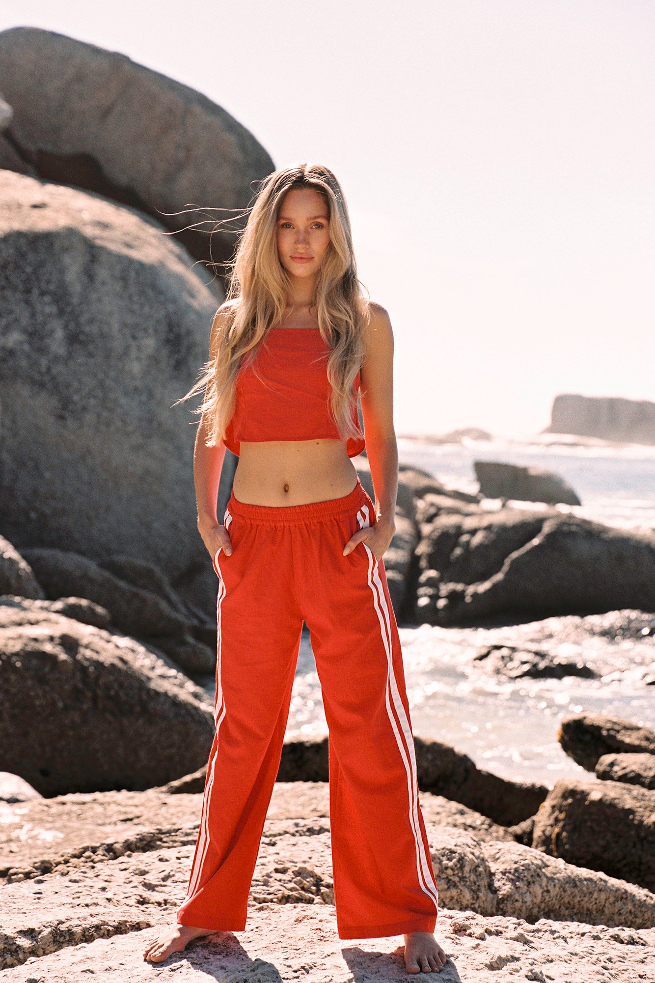 Red linen jaya pants by australian fashion designer www.zaziba.com.au