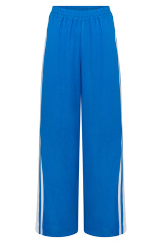 Jaya Linen Pant - Cobalt Blue with white stripes