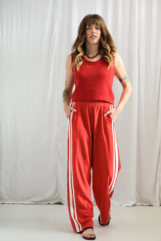 Red Jaya Linen Pants by Zaziba Studio