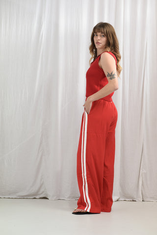 Red Jaya Linen Pants by Zaziba Studio