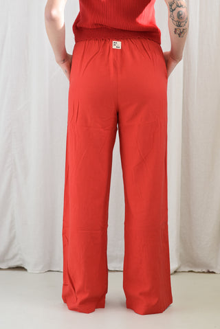 Red Jaya Linen Pants by Zaziba Studio