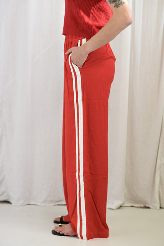 Red Jaya Linen Pants by Zaziba Studio