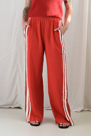 Red Jaya Linen Pants by Zaziba Studio