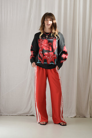 Red Jaya Linen Pants by Zaziba Studio