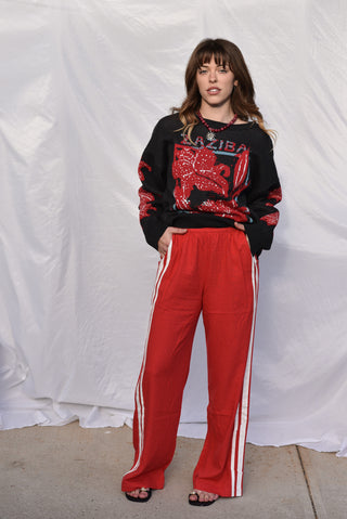 Red Jaya Linen Pants by Zaziba Studio