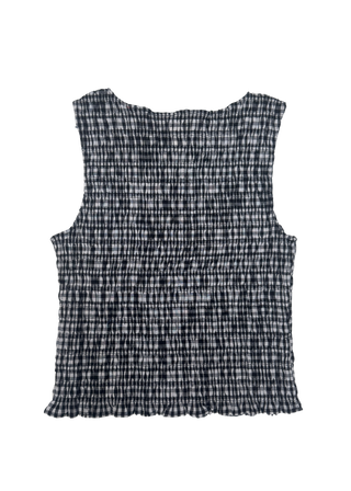 Shirred Gingham Top - Black White Gingham