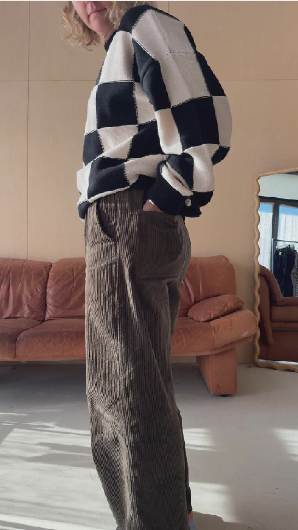 Founder try on new cord pants