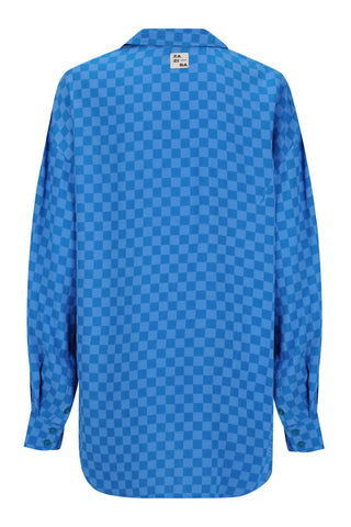 Blue checkered shirt on a white background