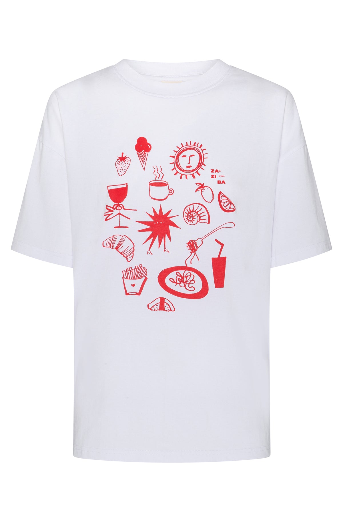 womens cotton white tshirt with red print