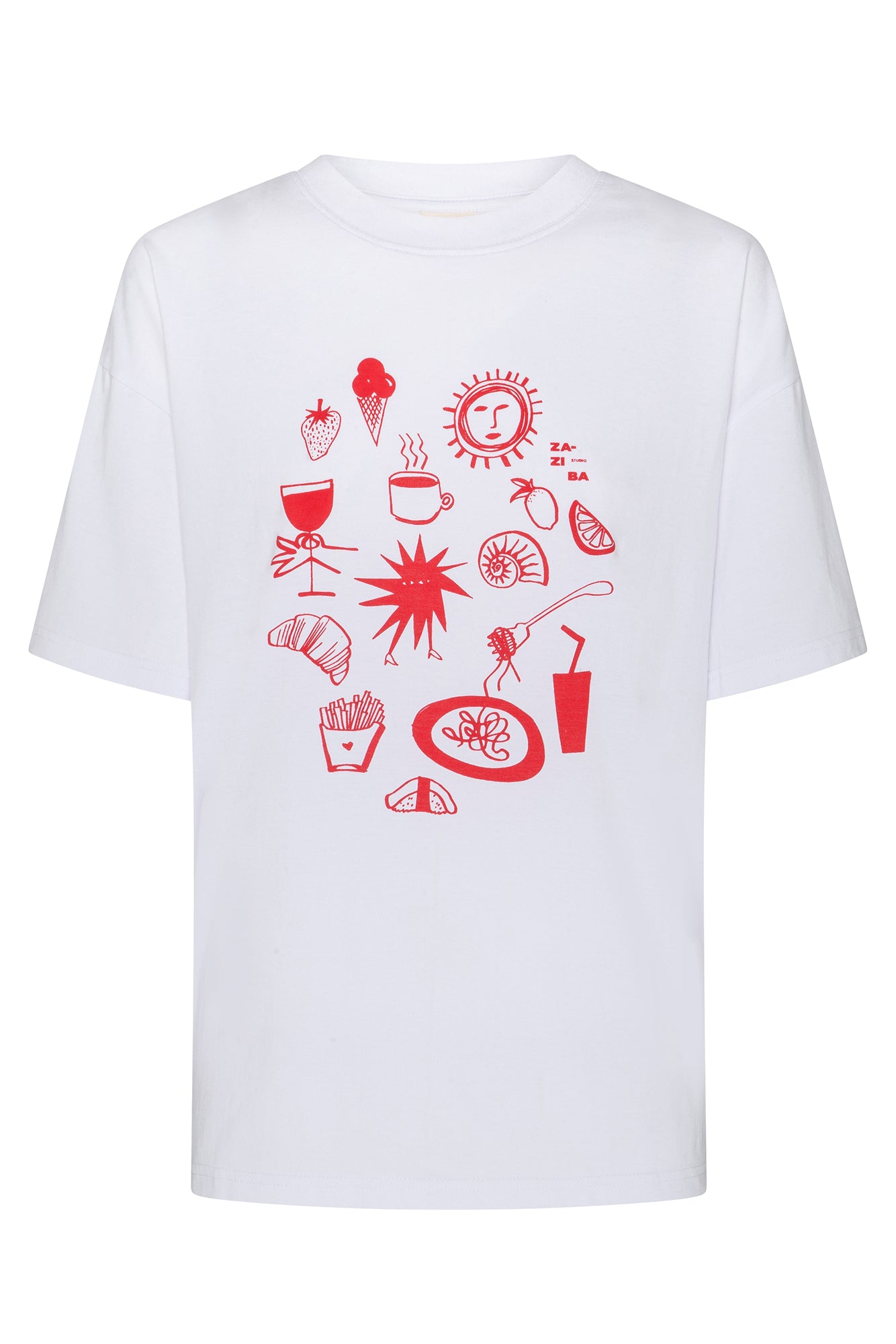 womens cotton white tshirt with red print