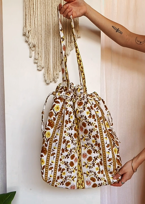 Goldie Tote Bag- Yellow Floral @ Dreamers &amp; Drifters